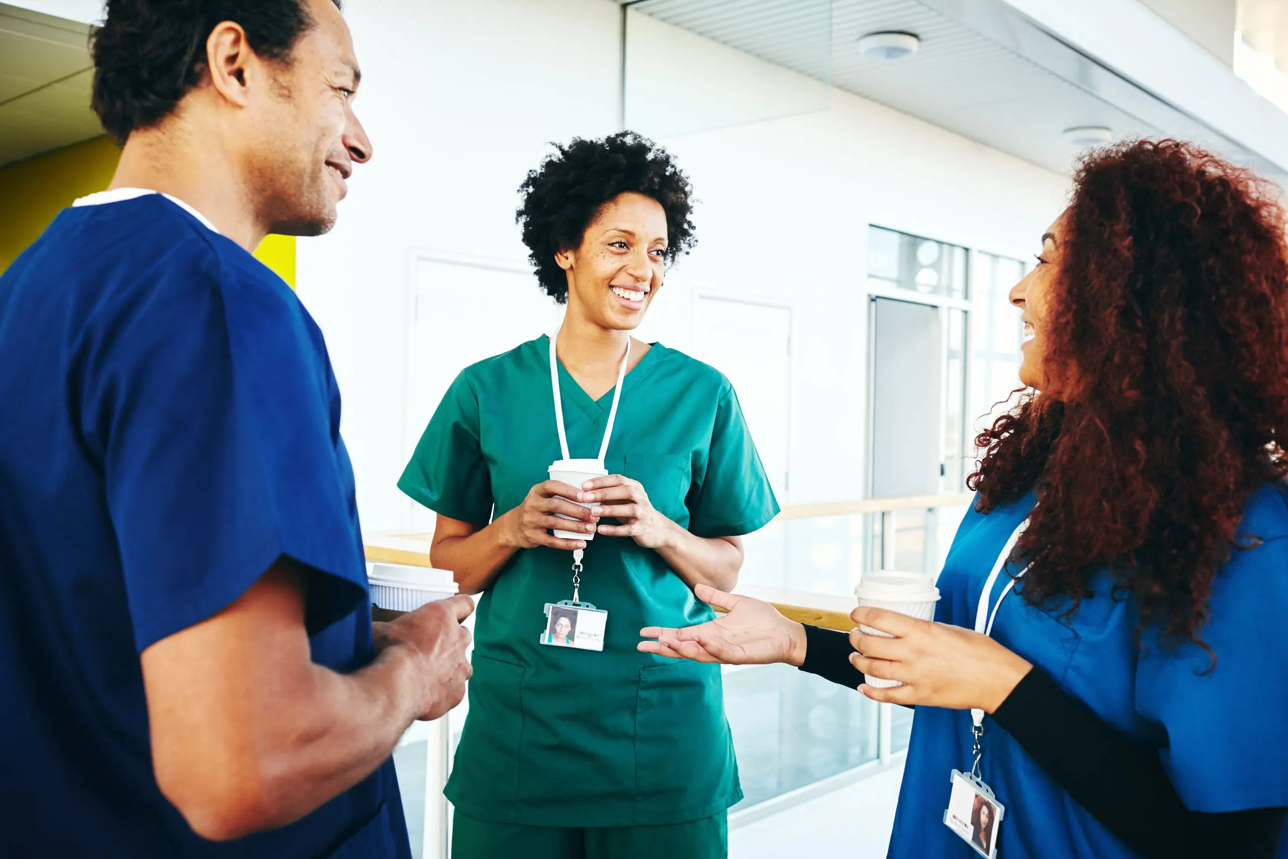 Medical professionals having a work break